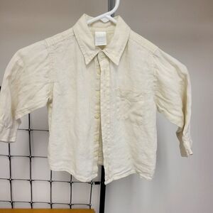 GAP Toddler Size 24-30 Months Boy's Linen Cotton Button Down Shirt Long Sleeves